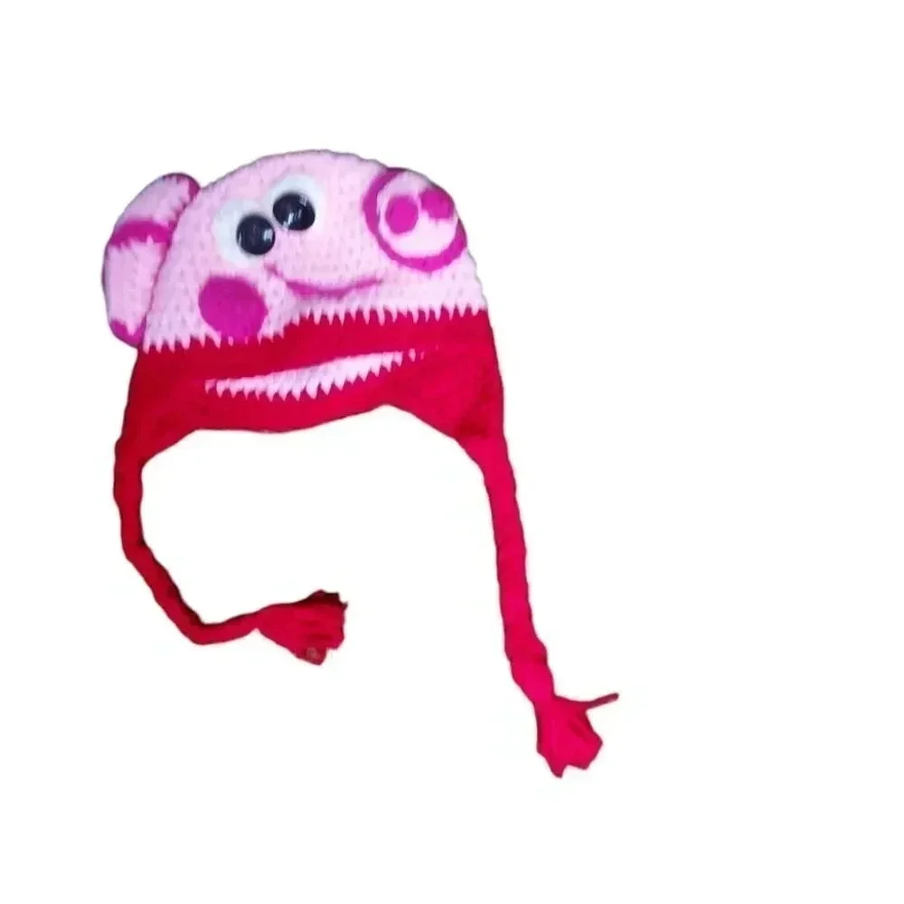 Pippa The Pig Knitted Pink Beenie Hat for Girls